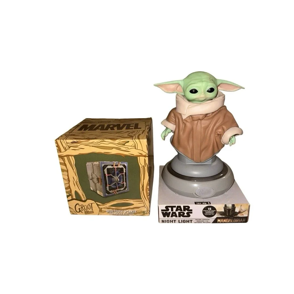 Star Wars Grogu Night Light + Marvel Groot Bluetooth Speaker
